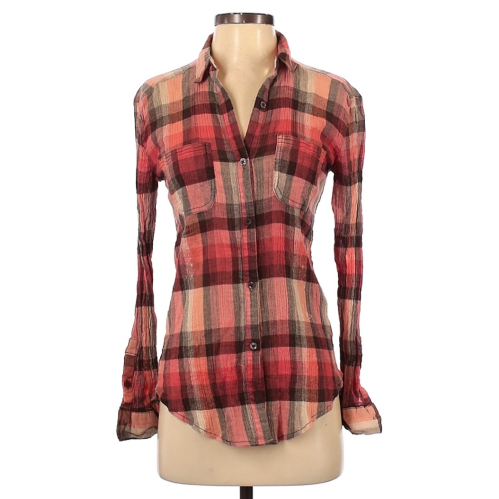 WE THE FREE Button Up Shirt With Crochet Back